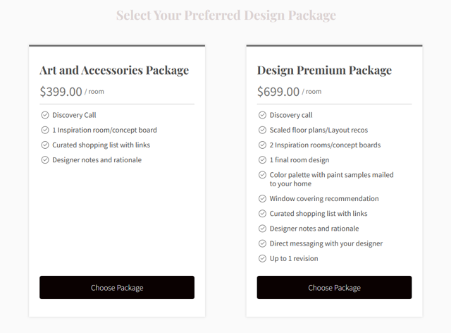 Package options from Your Design Partner