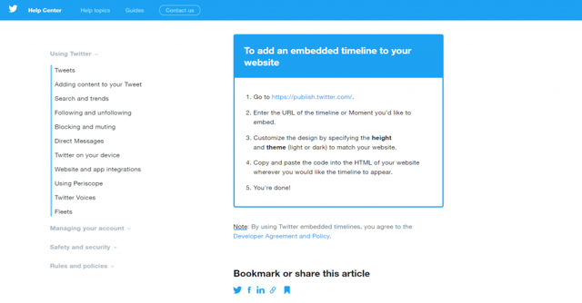 Twitter embed capabilities